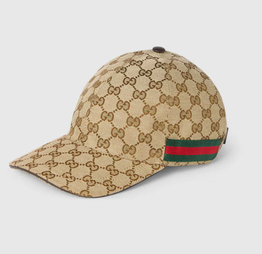 Casquette en toile GG avec détail bande Beige